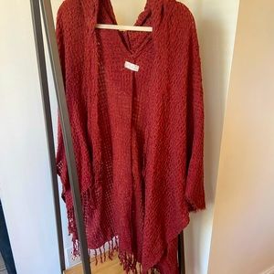 NWT Free People Wine Colored Shawl (One Size Fits Most)